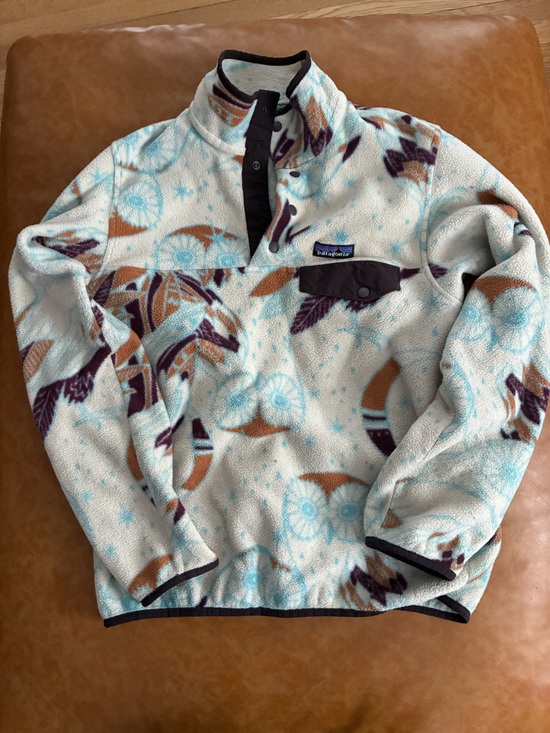 Patagonia Tops - Patagonia Harvest Moon Owl T Snap Synchilla pullover in toasted white